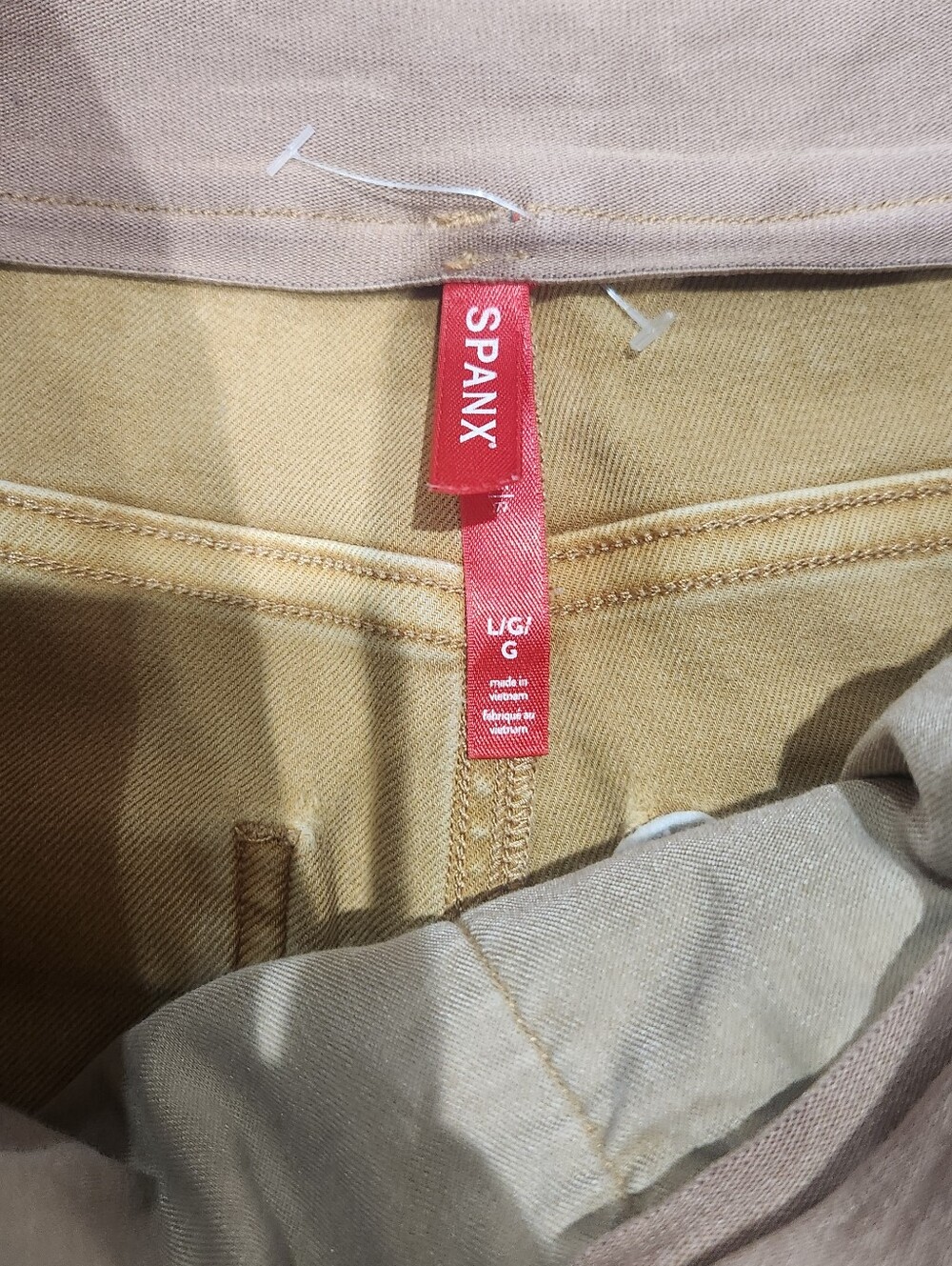 Spanx Stretch Twill Straight Leg Pants Tan Beige Size L - Picture 4 of 6